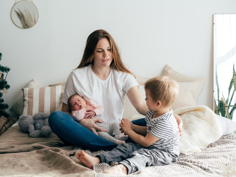 Mamá con los hijos